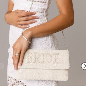 NWT BRIDE Pearl beaded fold over clutch with shoulder chain